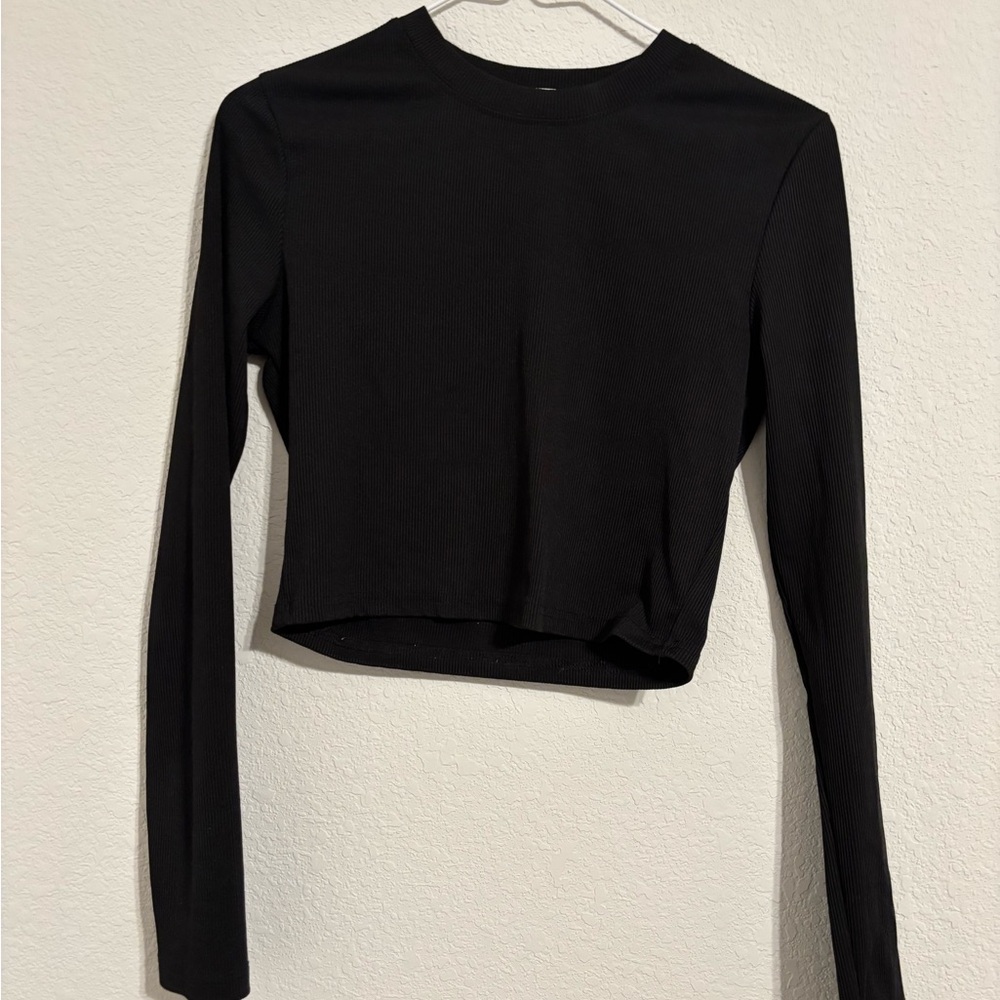 ROMWE Black Long Sleeve Tee